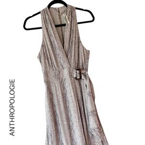 ANTHROPOLOGIE NWOT MARFA SNAKE PRINT FAUX WRAP MIDI DRESS | SIZE: 2